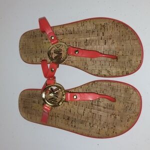 Michael Kors orange jelly cork with gold hardware sandals. Size 8